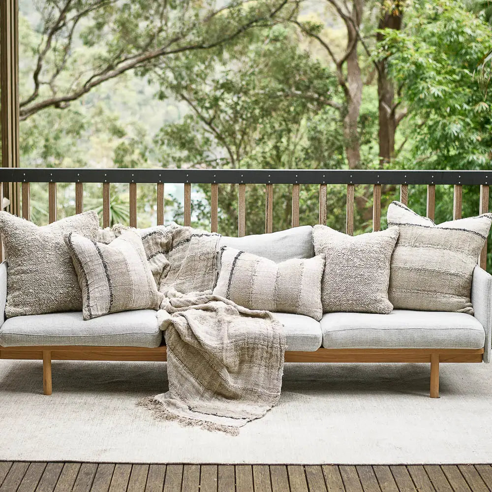 Eadie Lifestyle Retreat Throw - Natural - LUXAMORE -Throw-Eadie Lifestyle Linen Throw Natural. 100% handwoven linen family. This rustic stripe throw appears as if it were a layered coastline. Shop now!