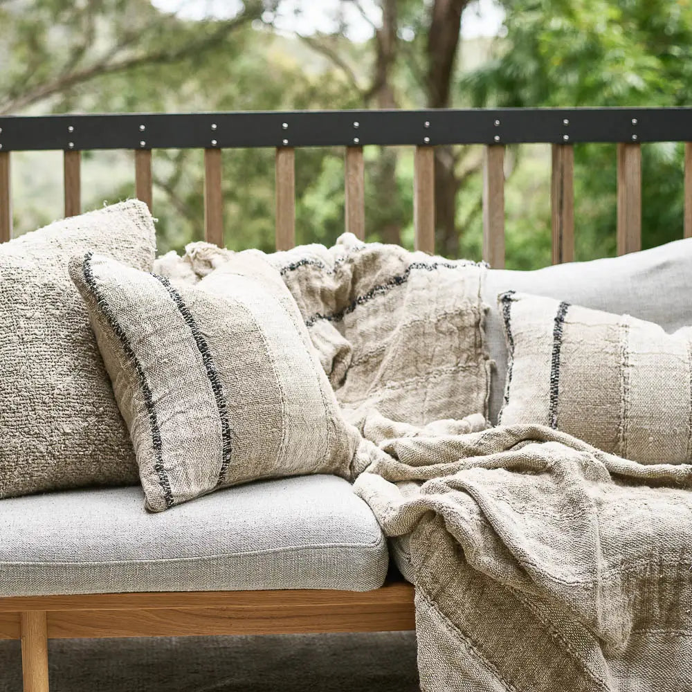 Eadie Lifestyle Retreat Throw - Natural - LUXAMORE -Throw-Eadie Lifestyle Linen Throw Natural. 100% handwoven linen family. This rustic stripe throw appears as if it were a layered coastline. Shop now!