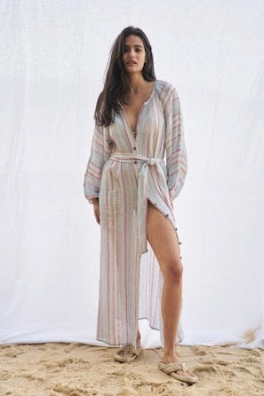 Estilo Emporio El Manto Stripe Dress + Duster - LUXAMORE -Dress- Estilo Emporio La Cota Cover Up Dress,Versatile, sustainable, and effortlessly chic for any occasion. Shop Estilo Emporio Dresses Italian Linen at Luxamore.