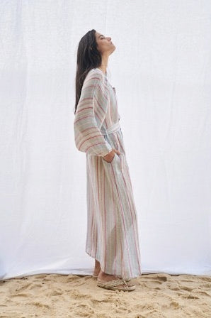 Estilo Emporio El Manto Stripe Dress + Duster - LUXAMORE -Dress- Estilo Emporio La Cota Cover Up Dress,Versatile, sustainable, and effortlessly chic for any occasion. Shop Estilo Emporio Dresses Italian Linen at Luxamore.