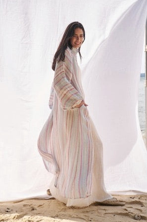Estilo Emporio El Manto Stripe Dress + Duster - LUXAMORE -Dress- Estilo Emporio La Cota Cover Up Dress,Versatile, sustainable, and effortlessly chic for any occasion. Shop Estilo Emporio Dresses Italian Linen at Luxamore.