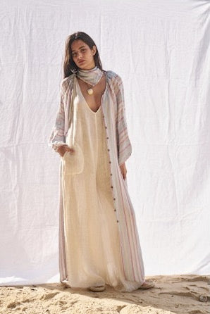 Estilo Emporio El Manto Stripe Dress + Duster - LUXAMORE -Dress- Estilo Emporio La Cota Cover Up Dress,Versatile, sustainable, and effortlessly chic for any occasion. Shop Estilo Emporio Dresses Italian Linen at Luxamore.