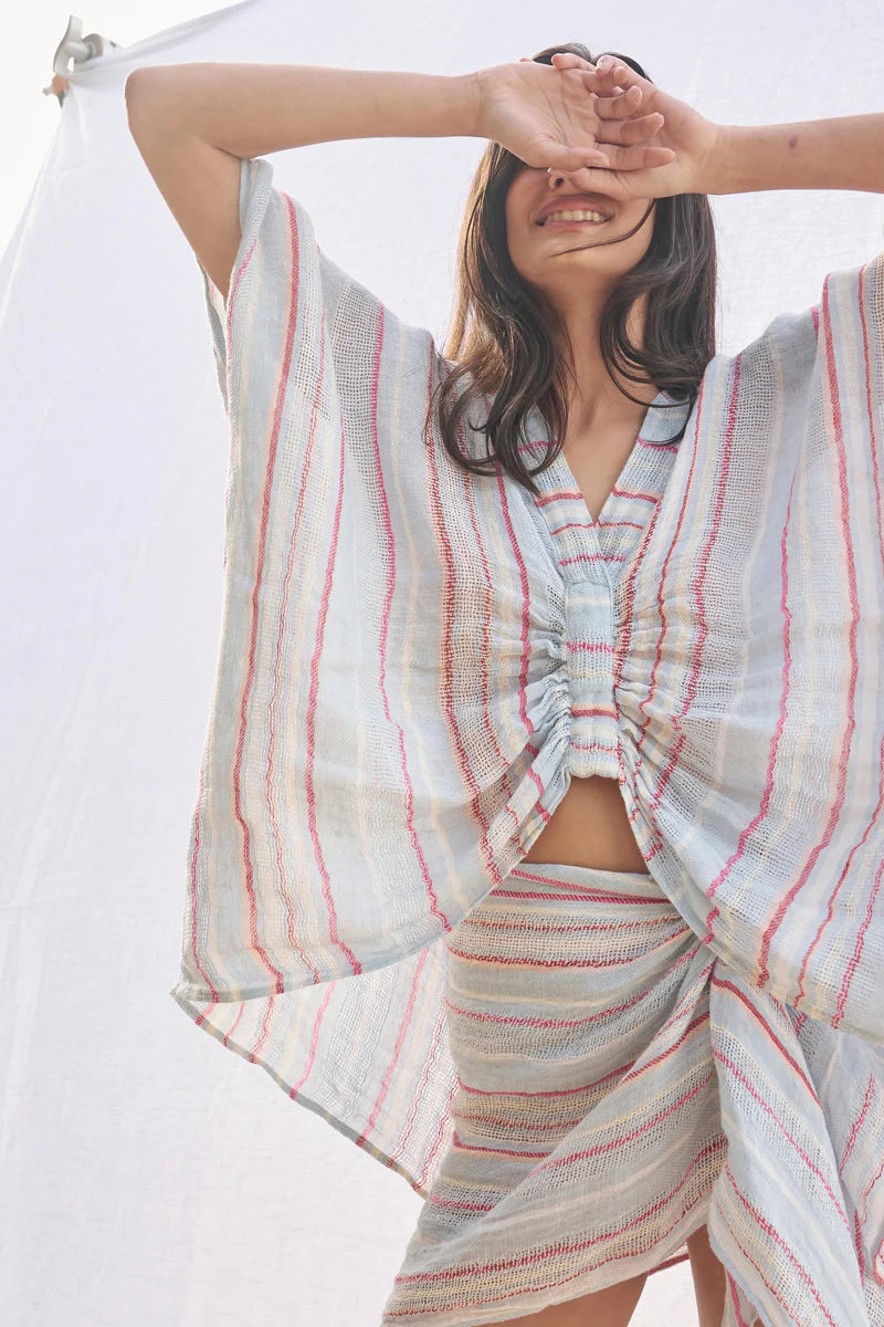 Estilo Emporio Falla Top - Kalos Stripe - LUXAMORE -Top- Estilo Emporio La Cota Cover Up Dress,Versatile, sustainable, and effortlessly chic for any occasion. Shop Estilo Emporio Dresses Italian Linen at Luxamore.