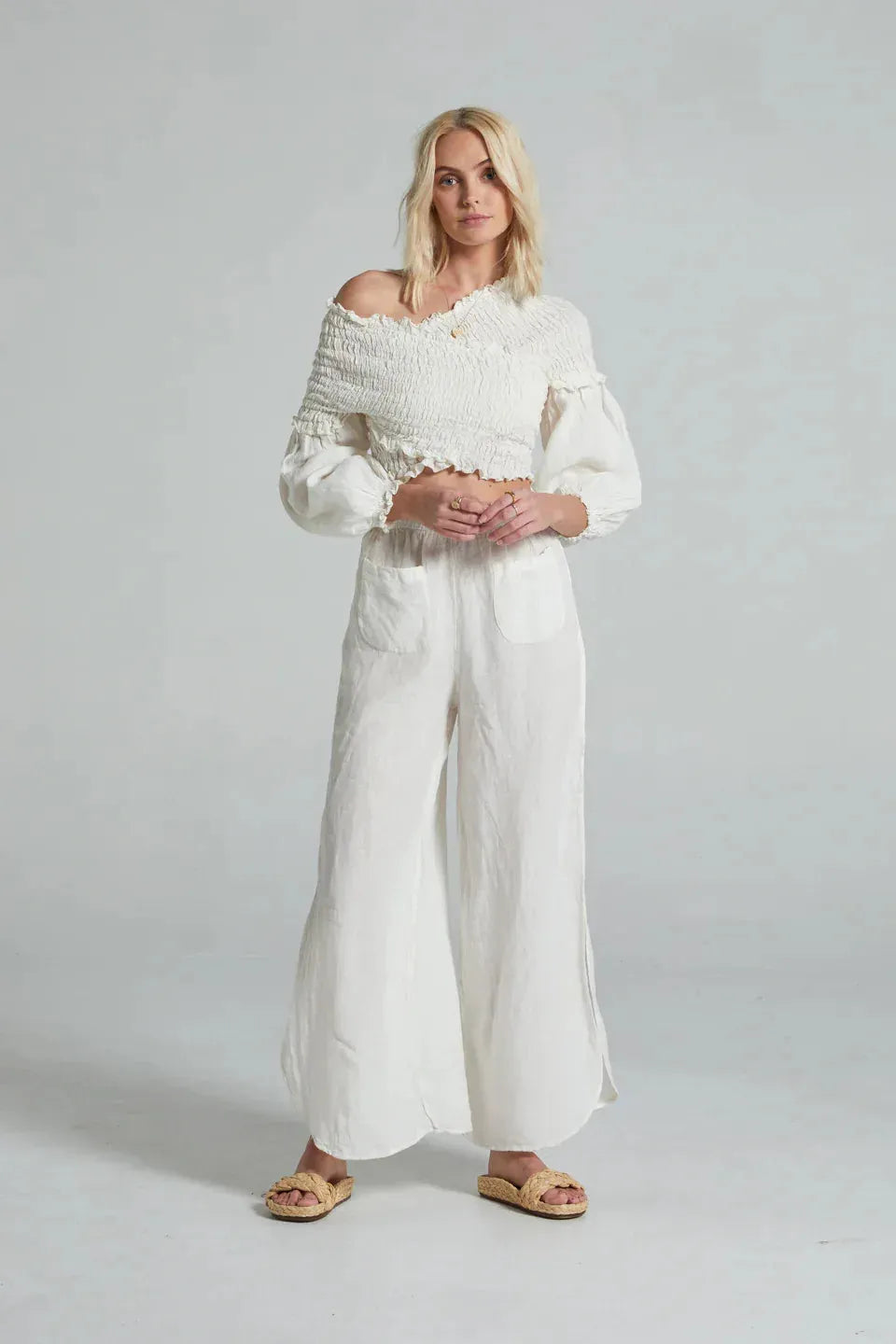 Estilo Emporio Gidget Top worn by model in natural setting LUXAMORE 