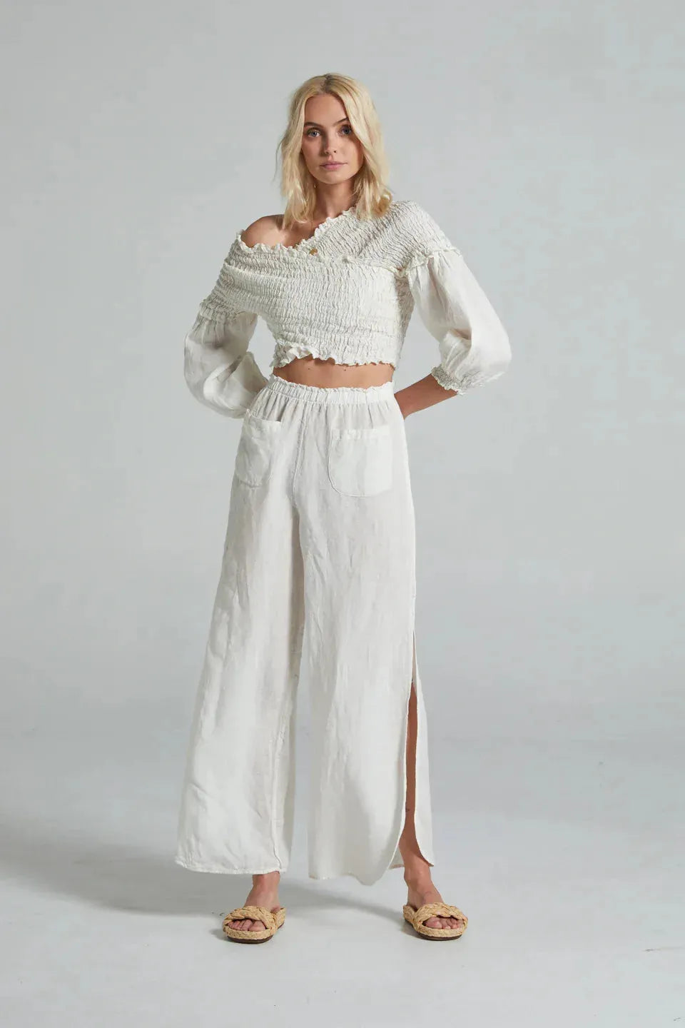 Estilo Emporio Gidget Top worn by model in natural setting LUXAMORE 