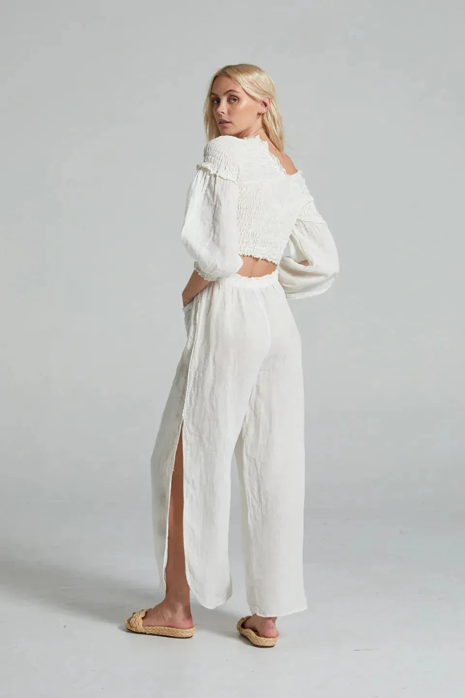 Estilo Emporio Gidget Top worn by model in natural setting LUXAMORE 