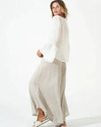 Alemais Sustainable Florence-Shirt close up worn by model LUXAMORE