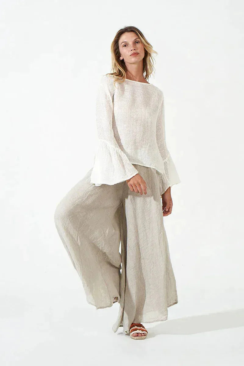 Alemais Sustainable Florence-Shirt close up worn by model LUXAMORE