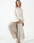 Alemais Sustainable Florence-Shirt close up worn by model LUXAMORE