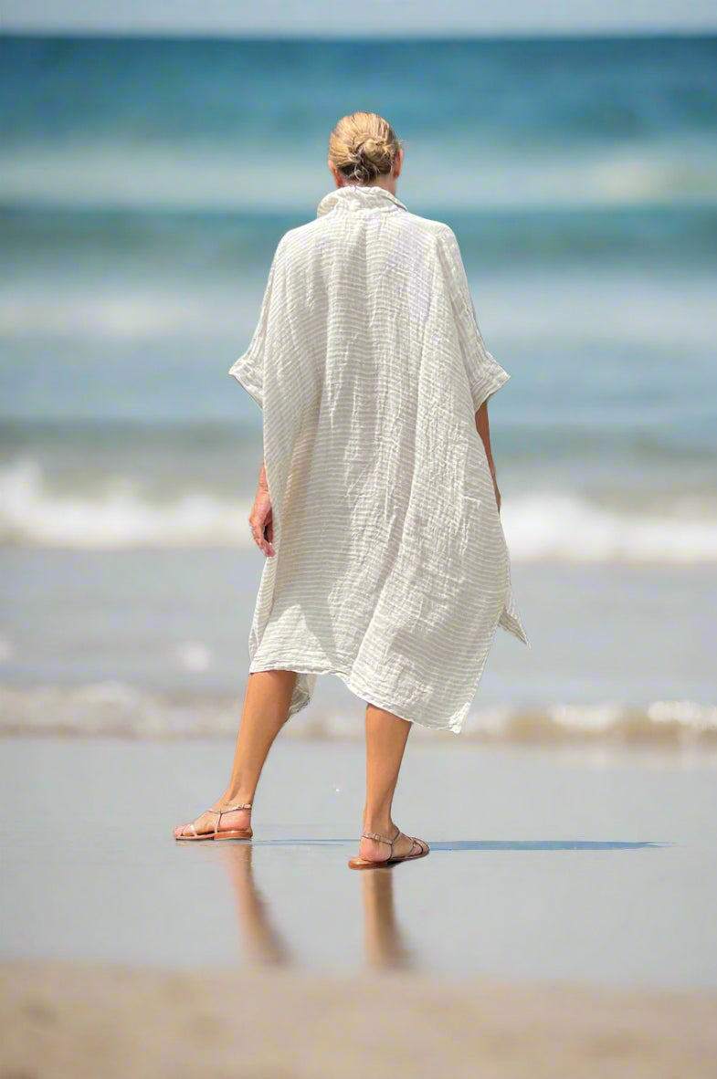 Estilo Emporio La Cota Cover Up Linen Dress Lyla - LUXAMORE -Dress-Estilo Emporio La Cota Cover Up Dress, wear to the beach or the bar. Sustainable, and effortlessly chic. Shop Estilo Emporio Dresses Italian Linen at Luxamore.