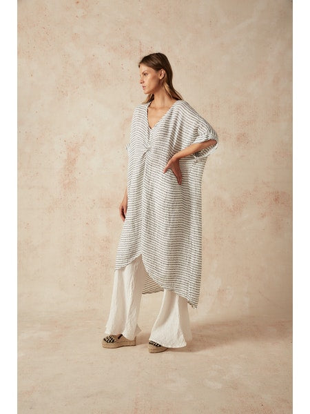 Estilo Emporio La Vista Linen Dress - Binario - LUXAMORE -Dress-Estilo Emporio La Vista Linen Dress, a 100% Italian linen dress made in Positano, Italy. Chic, sustainable summer elegance. Shop Estilo Emporio Dresses at Luxamore.