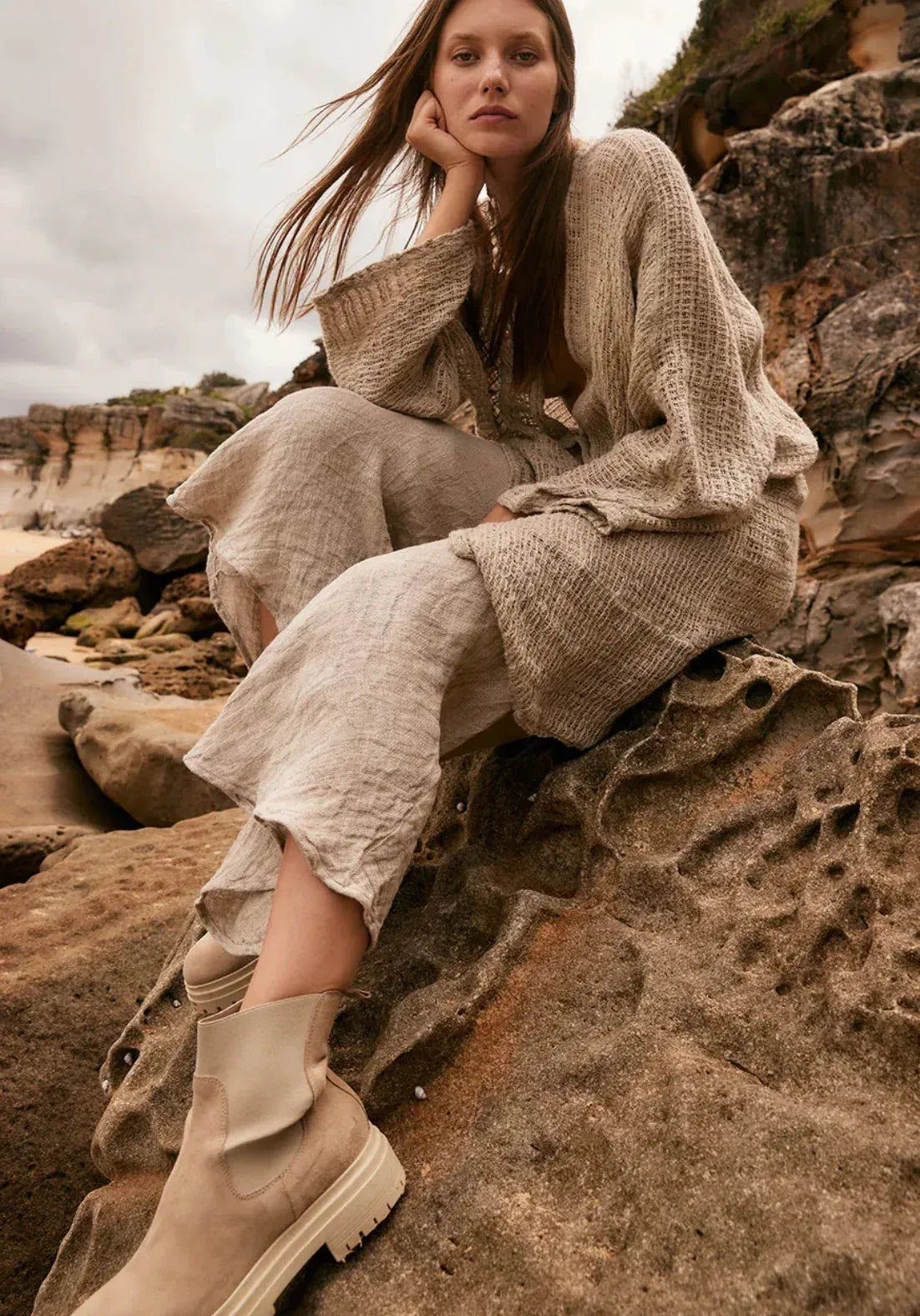 Estilo Emporio Linen Pant Novo Flare - Brasile Natural LUXAMORE  