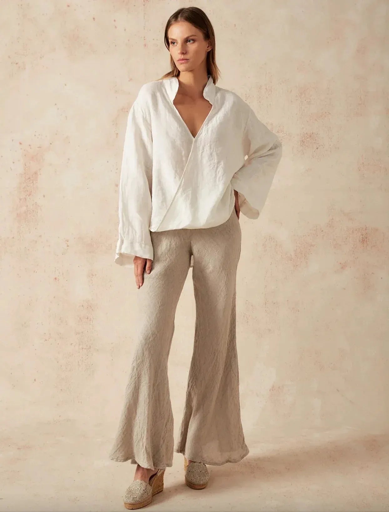 Estilo Emporio Linen Pant Novo Flare - Brasile Natural LUXAMORE  