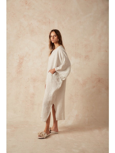 Estilo Emporio Nebbilio Linen Dress - Lyla - LUXAMORE -Dress-Estilo Emporio&#39;s Nebbilio Linen Dress, a bestselling Italian-made 100% Positano linen dress. Shop Estilo Emporio dresses from Luxamore a stockist since 2016.