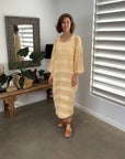 women wearing Exclusive Estilo Emporio Neve Dress - Tele Atena Yellow Dress LUXAMORE 