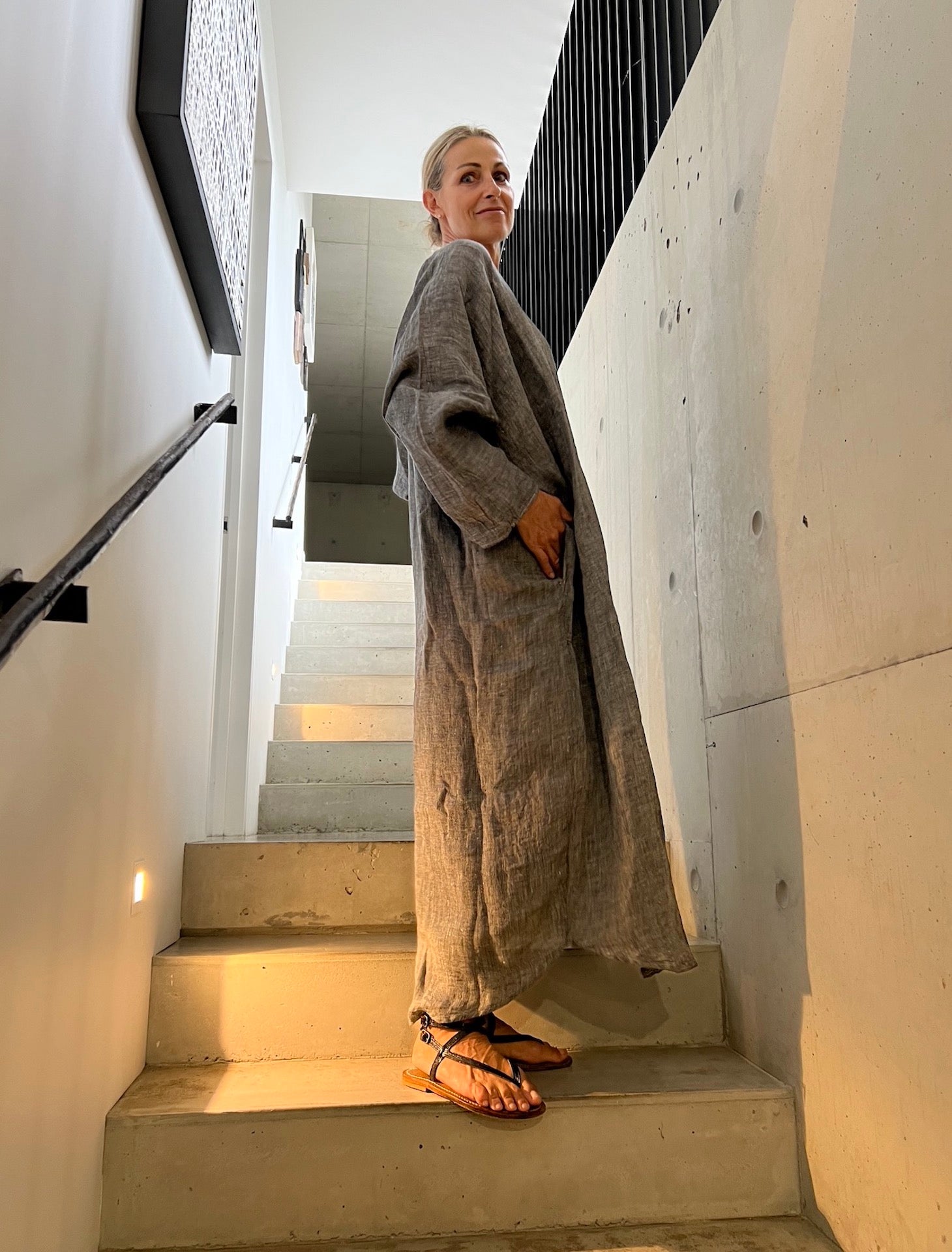 Estilo Emporio Neve Linen Dress - Battista Blue Notte - LUXAMORE -Dress-Estilo Emporio Neve Linen Dress – Handcrafted in Positano from 100% Italian linen, this breezy maxi dress exudes effortless elegance and lightweight comfort.