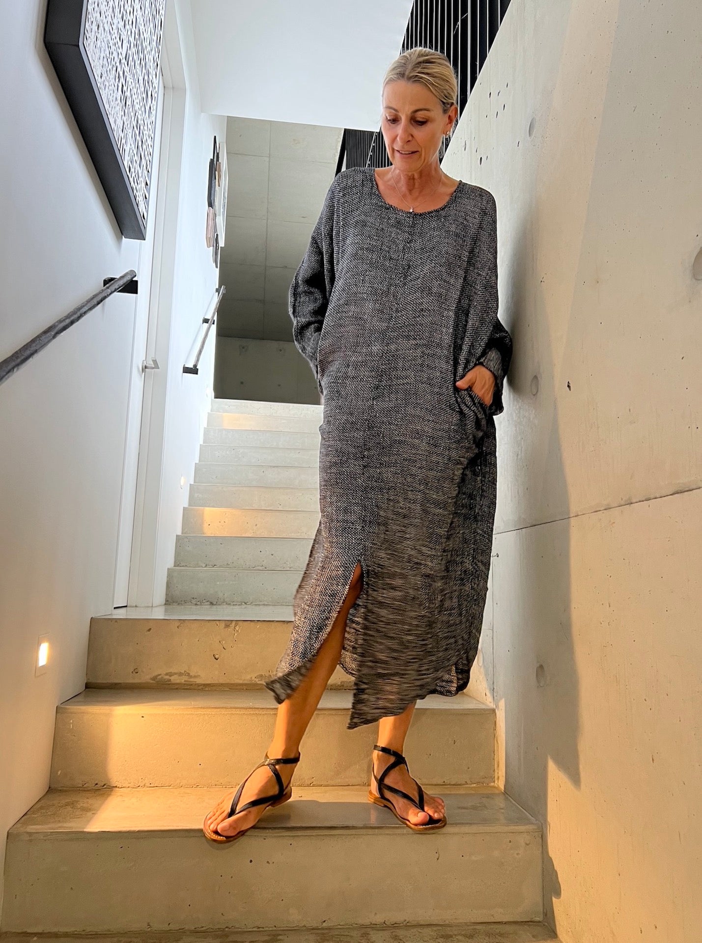 Estilo Emporio Neve Linen Dress - Battista Blue Notte - LUXAMORE -Dress-Estilo Emporio Neve Linen Dress – Handcrafted in Positano from 100% Italian linen, this breezy maxi dress exudes effortless elegance and lightweight comfort.