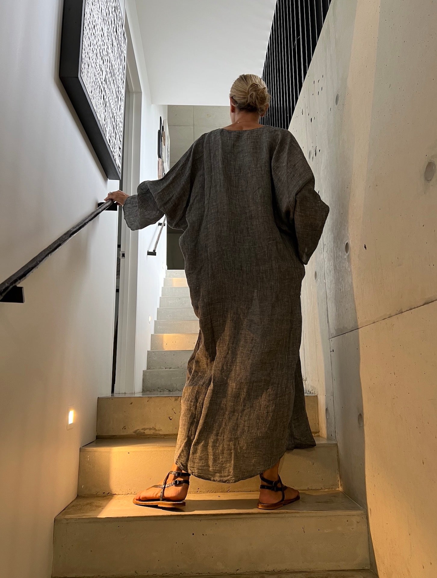 Estilo Emporio Neve Linen Dress - Battista Blue Notte - LUXAMORE -Dress-Estilo Emporio Neve Linen Dress – Handcrafted in Positano from 100% Italian linen, this breezy maxi dress exudes effortless elegance and lightweight comfort.