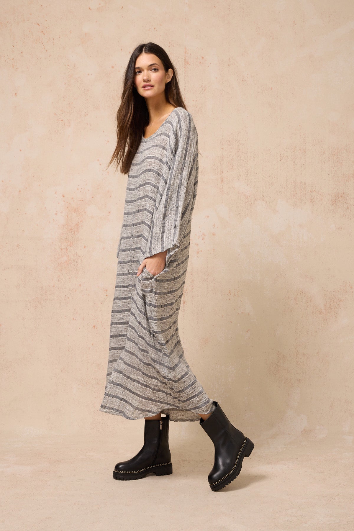 Estilo Emporio Neve Linen Dress - Vesuvio - LUXAMORE -Dress-Estilo Emporio Neve Linen Dress – Handcrafted in Positano from 100% Italian linen, this breezy maxi dress exudes effortless elegance and lightweight comfort.