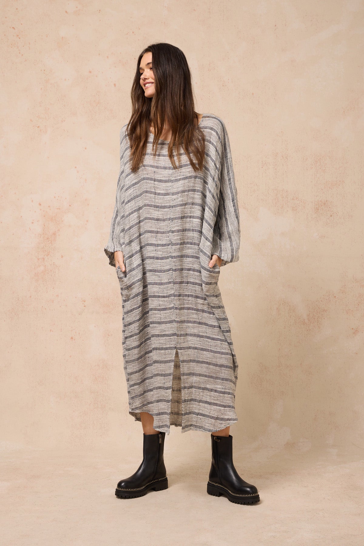 Estilo Emporio Neve Linen Dress - Vesuvio - LUXAMORE -Dress-Estilo Emporio Neve Linen Dress – Handcrafted in Positano from 100% Italian linen, this breezy maxi dress exudes effortless elegance and lightweight comfort.