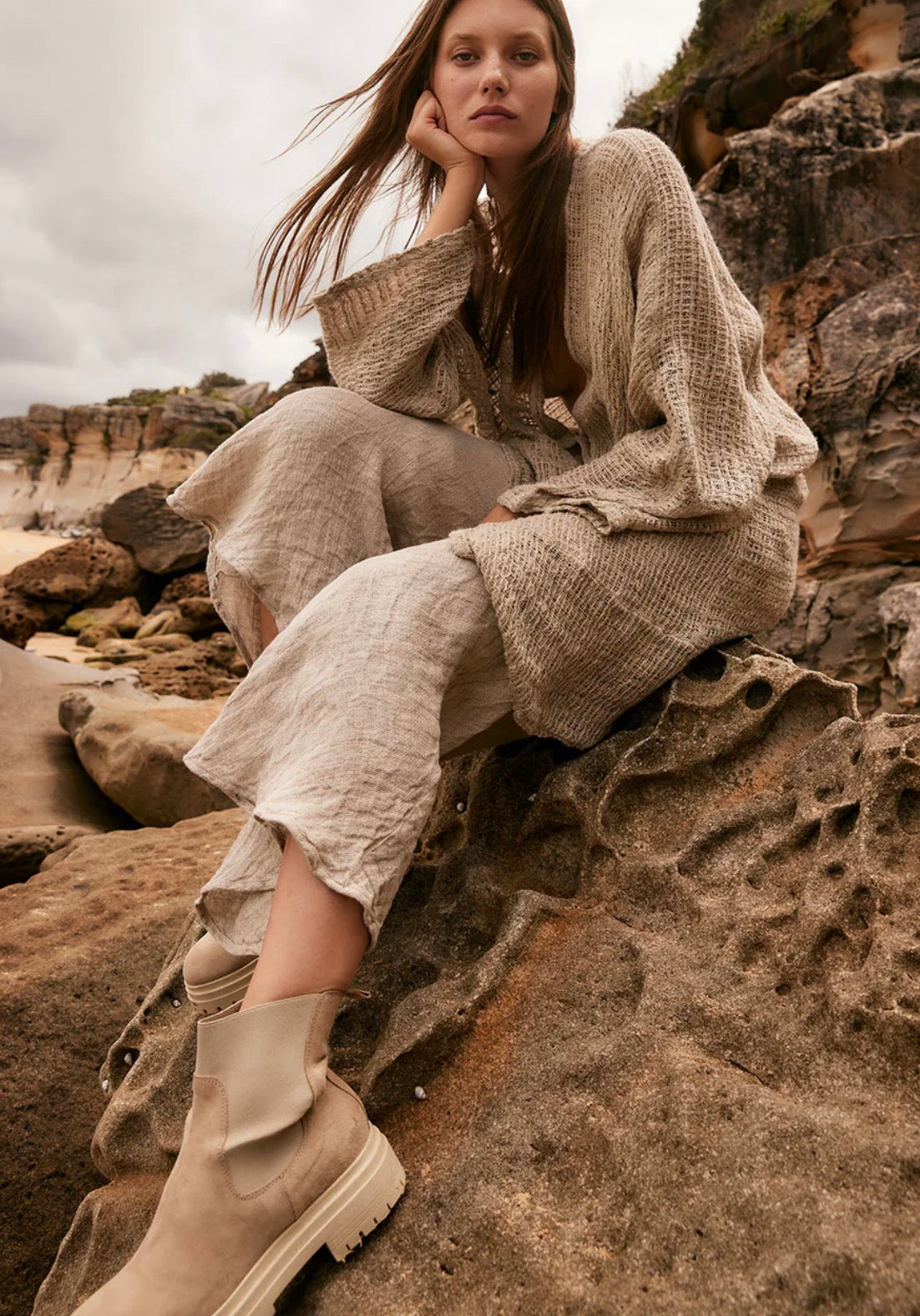 Estilo Emporio Novo Flare Pant - Brasile Natural - LUXAMORE -Pants-Estilo Emporio Novo Flare Pant in Natural 100% Italian linen made in Positano. High-waisted, flare cut. Travel in style. Shop Estilo Emporio Pants.