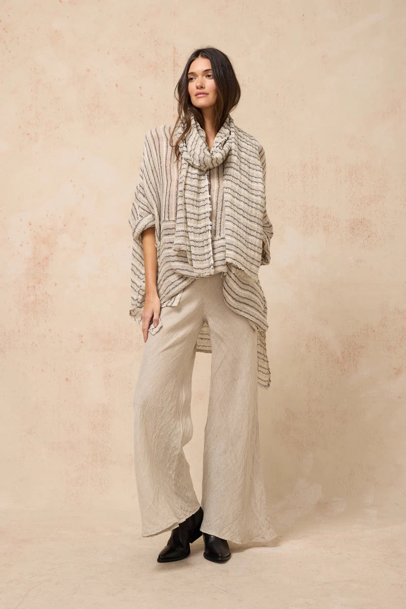 Estilo Emporio Novo Flare Pant - Brasile Natural - LUXAMORE -Pants-Estilo Emporio Novo Flare Pant in Natural 100% Italian linen made in Positano. High-waisted, flare cut. Travel in style. Shop Estilo Emporio Pants.