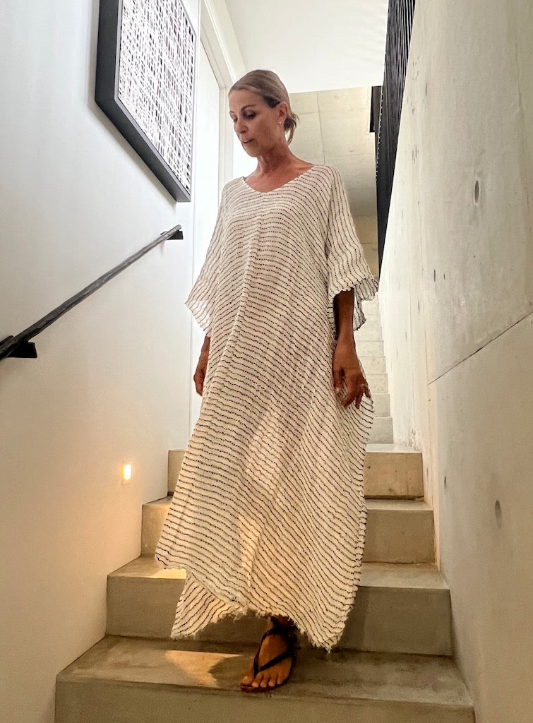 Estilo Emporio Pirata Kaftan - LUXAMORE -Dress-Estilo Emporio Pirata Kaftan 100% Linen, exclusively made in Positano, billowy timeless maxi dress. Shop Estilo Emporio Kaftan Dresses at Luxamore Now.