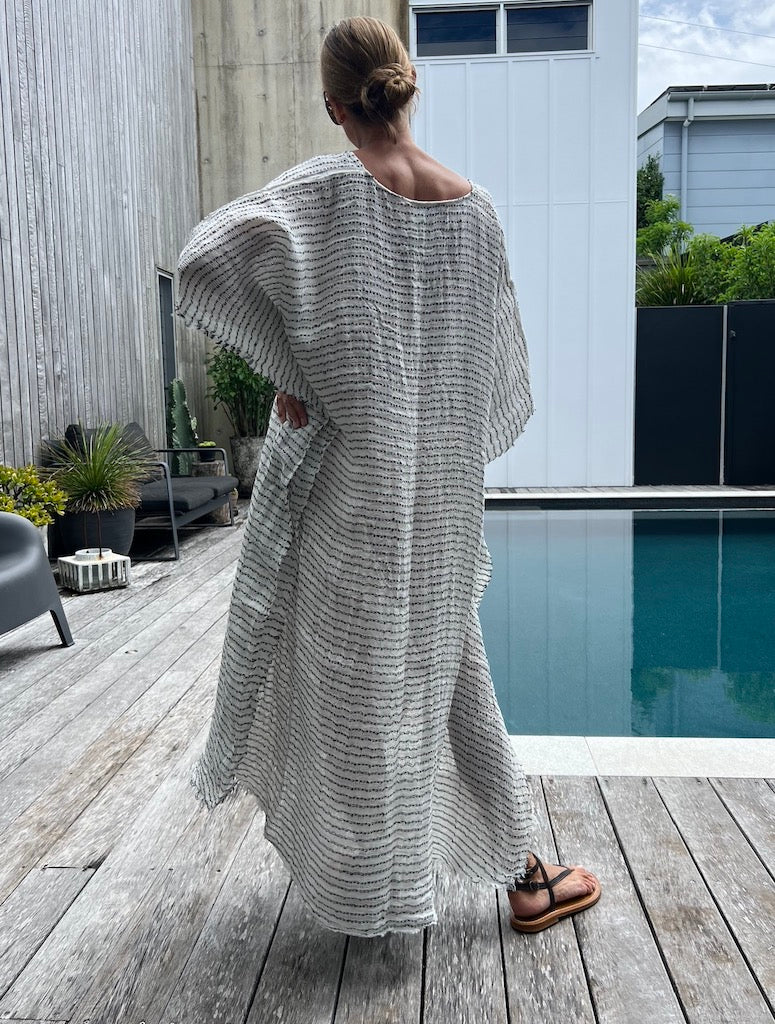 Estilo Emporio Pirata Kaftan - LUXAMORE -Dress-Estilo Emporio Pirata Kaftan 100% Linen, exclusively made in Positano, billowy timeless maxi dress. Shop Estilo Emporio Kaftan Dresses at Luxamore Now.