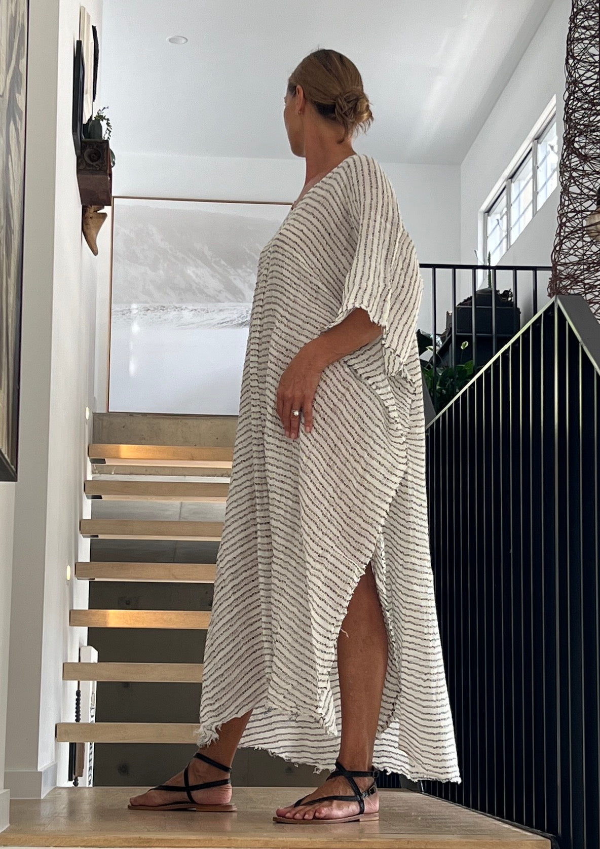 Estilo Emporio Pirata Kaftan - LUXAMORE -Dress-Estilo Emporio Pirata Kaftan 100% Linen, exclusively made in Positano, billowy timeless maxi dress. Shop Estilo Emporio Kaftan Dresses at Luxamore Now.