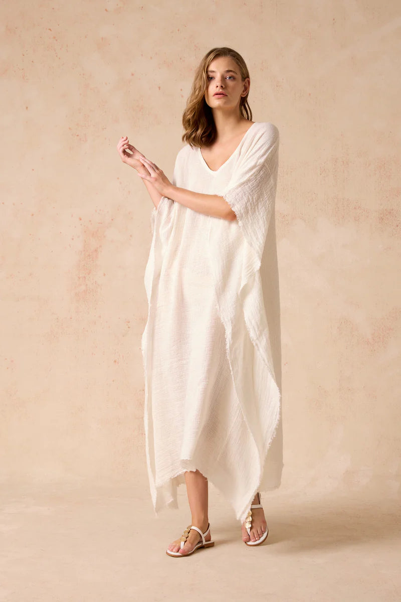 Woman Wearing Polla Maxi Dress in Exclusive Rete Anthracite - Dress LUXAMORE