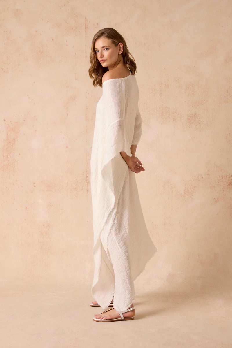 Woman Wearing Polla Maxi Dress in Exclusive Rete Anthracite - Dress LUXAMORE