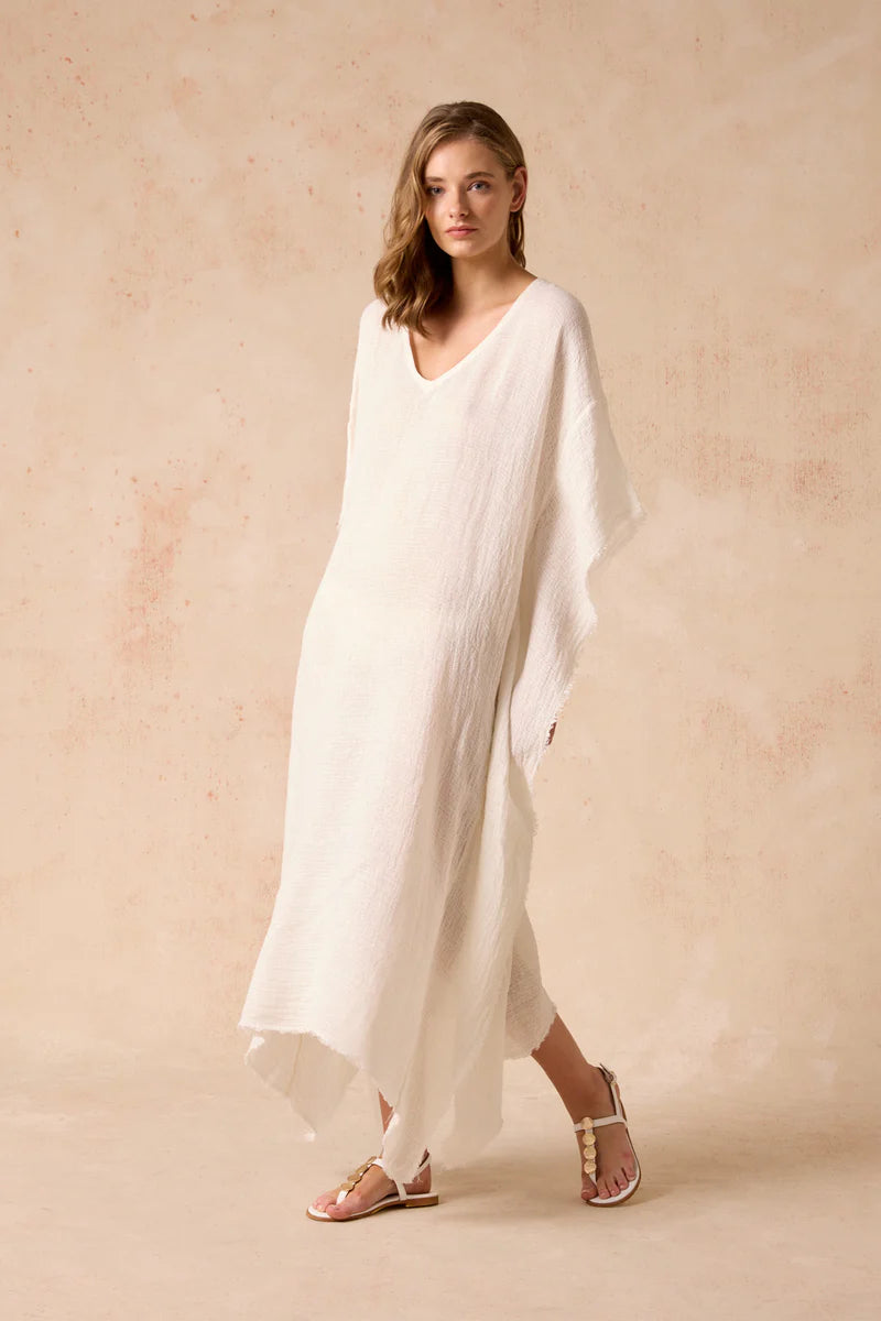 Woman Wearing Polla Maxi Dress in Exclusive Rete Anthracite - Dress LUXAMORE