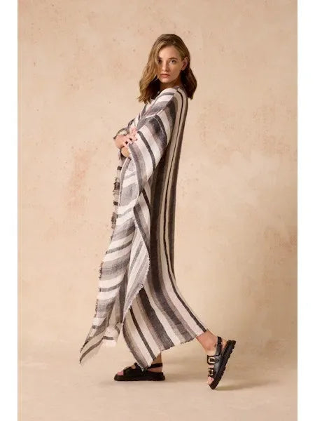 Estilo Emporio Polla Maxi Kaftan Dark Chocolate Stripe Reduced impact LUXAMORE