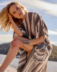 Estilo Emporio Polla Maxi Kaftan Dark Chocolate Stripe Reduced impact LUXAMORE
