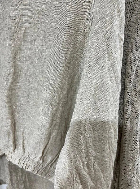 Estilo Emporio Poppy Top worn by model in natural setting LUXAMORE 