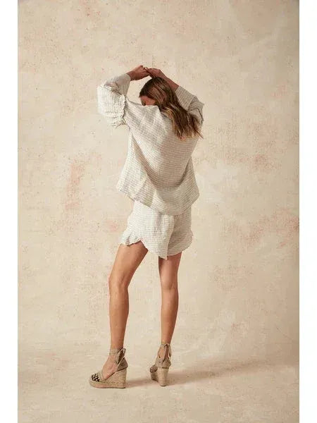 Estilo Emporio Siesta Top worn by model in natural setting LUXAMORE 