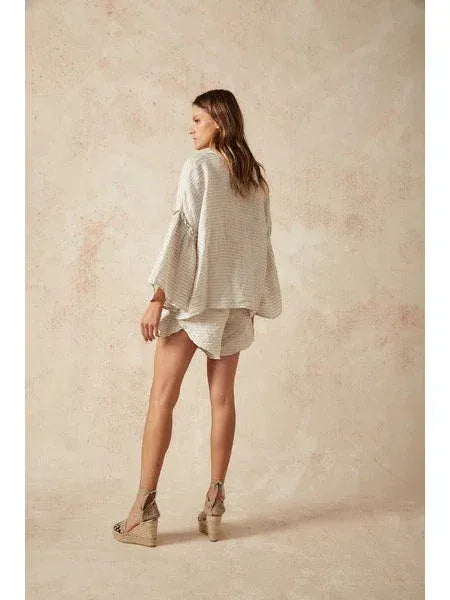 Estilo Emporio Siesta Top worn by model in natural setting LUXAMORE 