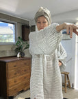 Estilo Emporio Stella Linen Dress - Binario - LUXAMORE -Dress-Estilo Emporio Stella Dress, Featuring playful balloon puff sleeves with elasticized cuffs and an above-the-knee hemline shop Estilo Emporio Dresses at Luxamore