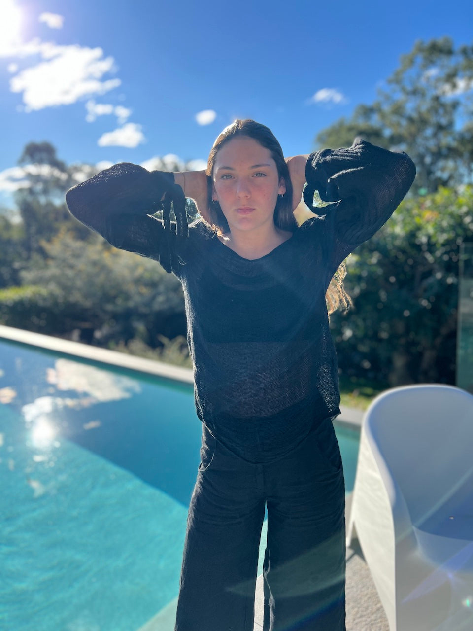 Estilo Emporio Stevie Top - Black - LUXAMORE -Tops-Discover effortless Italian with the Estilo Emporio Stevie Top in black. Made in Italy from 100% linen, this versatile piece brings style to any wardrobe.