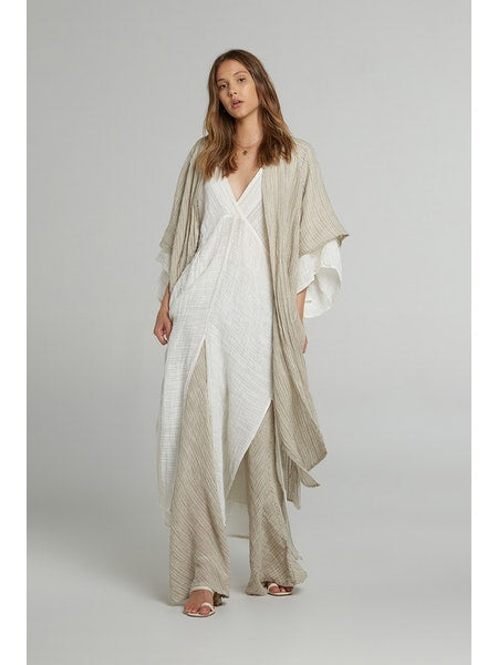 Estilo Emporio Tie Kimono - Scorpione Natural - LUXAMORE -JACKET-Estilo Emporio Tie Kimono Made from the softest Italian Linen, is cut with wide kimono sleeves and an open front, it can hang loosely or be tied. Shop Estilo.