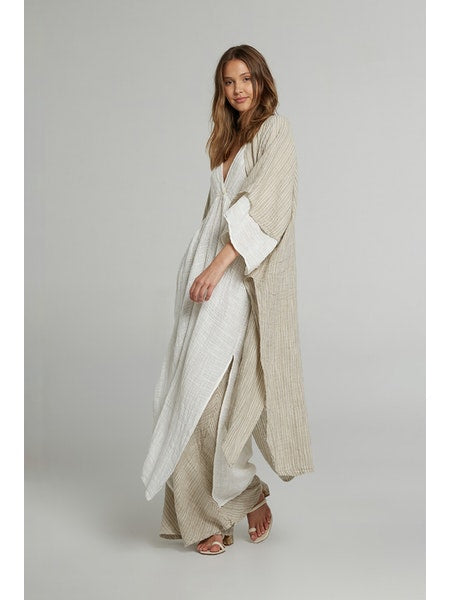 Estilo Emporio Tie Kimono - Scorpione Natural - LUXAMORE -JACKET-Estilo Emporio Tie Kimono Made from the softest Italian Linen, is cut with wide kimono sleeves and an open front, it can hang loosely or be tied. Shop Estilo.
