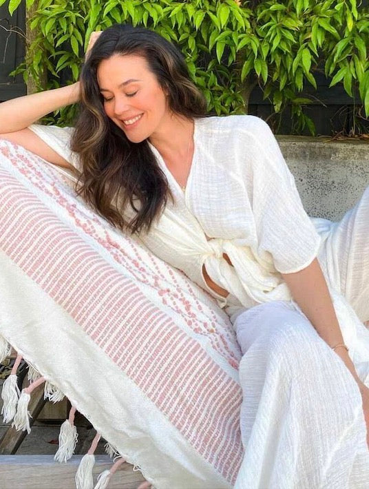 Estilo Emporio Tie Kimono - Scorpione Natural - LUXAMORE -JACKET-Estilo Emporio Tie Kimono Made from the softest Italian Linen, is cut with wide kimono sleeves and an open front, it can hang loosely or be tied. Shop Estilo.