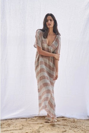 Estilo Emporio Zaza Dress Sky Blue Chocolate - LUXAMORE -Dress- Estilo Emporio La Cota Cover Up Dress,Versatile, sustainable, and effortlessly chic for any occasion. Shop Estilo Emporio Dresses Italian Linen at Luxamore.