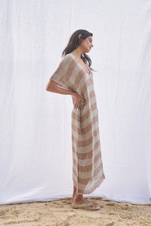 Estilo Emporio Zaza Dress Sky Blue Chocolate - LUXAMORE -Dress- Estilo Emporio La Cota Cover Up Dress,Versatile, sustainable, and effortlessly chic for any occasion. Shop Estilo Emporio Dresses Italian Linen at Luxamore.