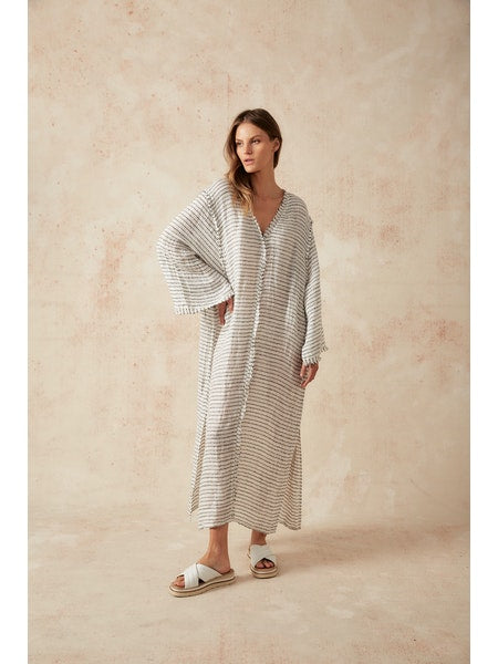 Estilo Emporio Zorba Maxi Linen Dress - LUXAMORE -Dress-Discover the Estilo Emporio Zorba Maxi Dress, crafted from 100% Italian linen in Positano, Italy. Shop Sustainable Estilo Emporio Dresses at Luxamore.
