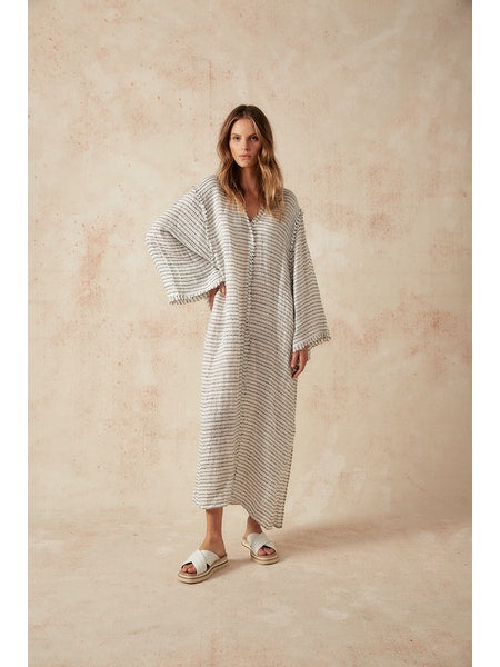 Estilo Emporio Zorba Maxi Linen Dress - LUXAMORE -Dress-Discover the Estilo Emporio Zorba Maxi Dress, crafted from 100% Italian linen in Positano, Italy. Shop Sustainable Estilo Emporio Dresses at Luxamore.