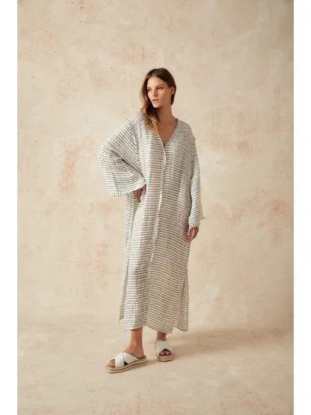 Estilo Emporio Zorba Maxi Linen Dress LUXAMORE  