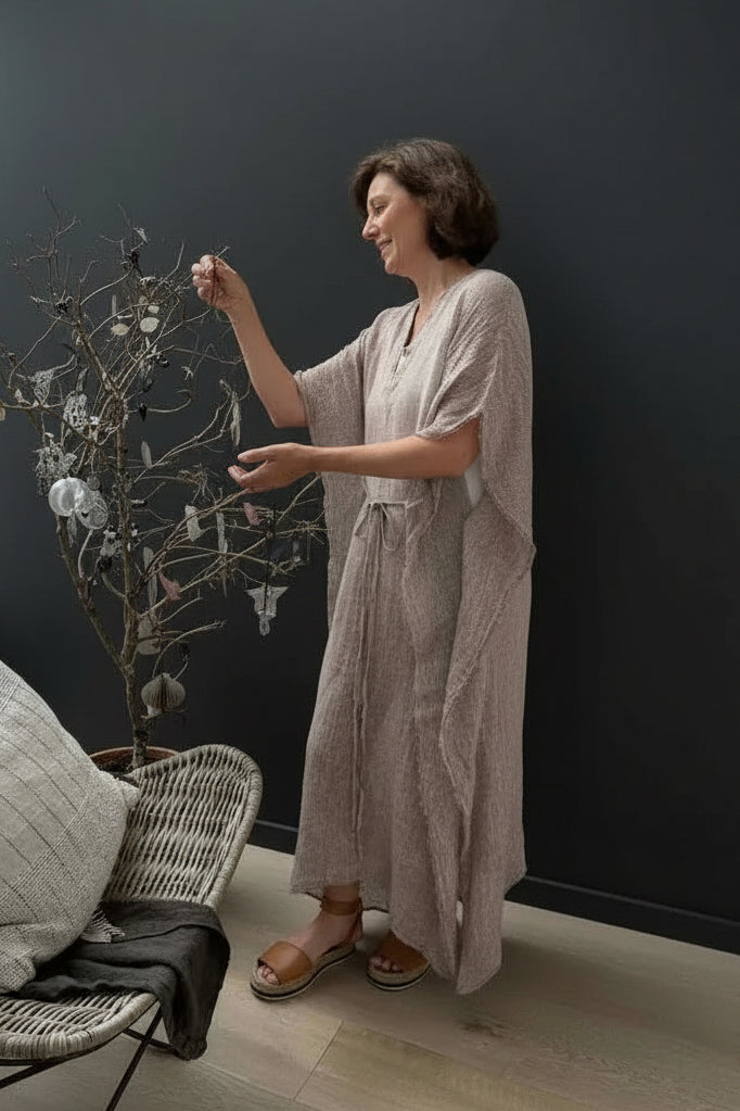 Exclusive Estilo Emporio Corfu Kaftan Dress - Rete Taupe LUXAMORE  