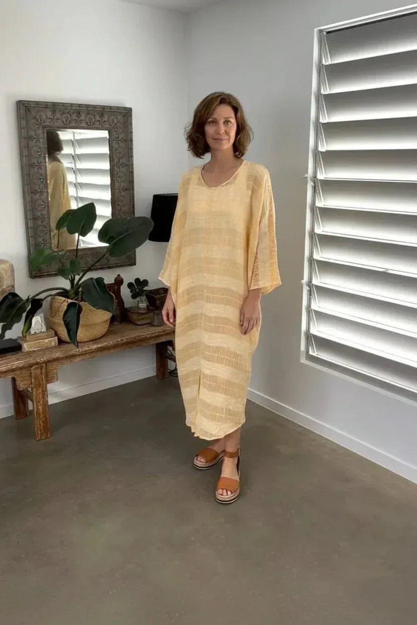 Exclusive Estilo Emporio Neve Dress - Tele Atena Yellow LUXAMORE  