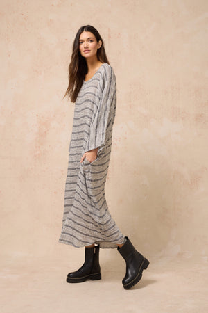 Estilo Emporio Neve Linen Dress - Battista Blue Notte